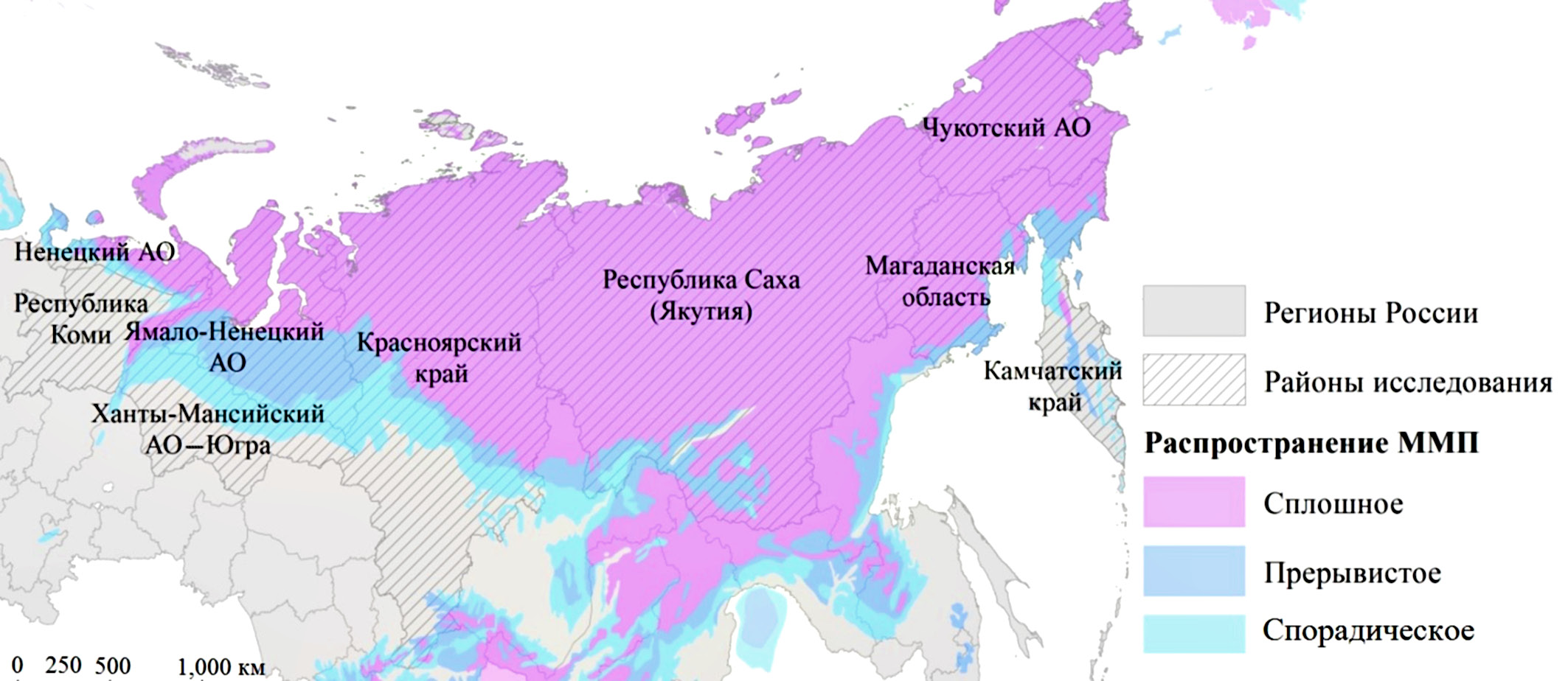 Для какого региона характерна многолетняя мерзлота